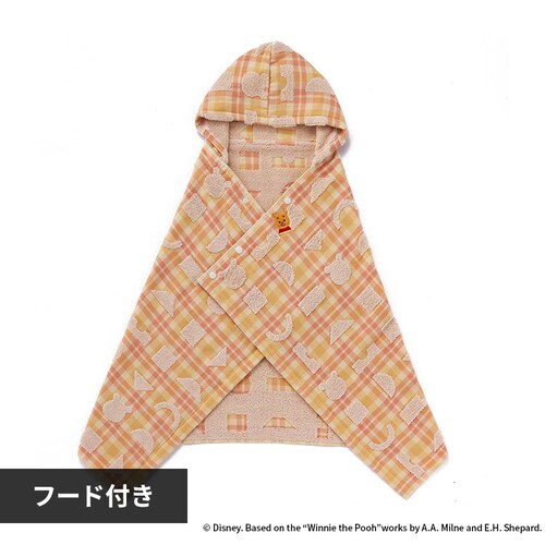 DADWAY KIDEAタオル/エラブ/フード付きバスタオル NZKD1257580Y くまのプーさん【プラザセレクト】_0