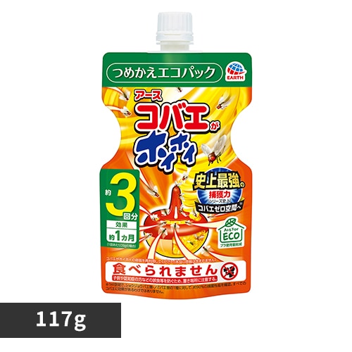 アース製薬 コバエがホイホイ つめかえエコパック 3回分 117g 【プラザセレクト】
