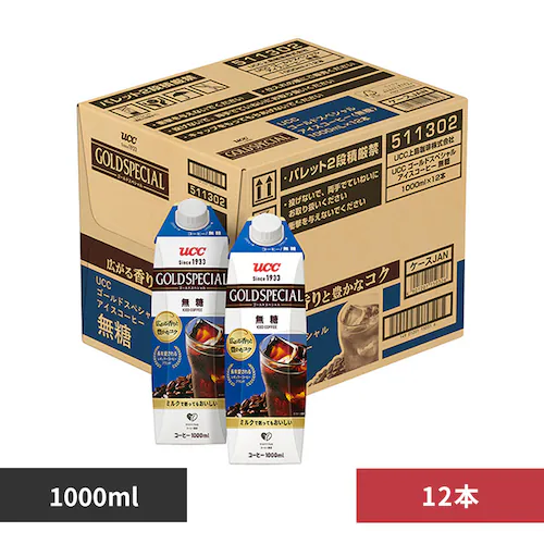 【12本】UCC 上島珈琲 ゴールドスペシャル アイスコーヒー 無糖 1000ml_0