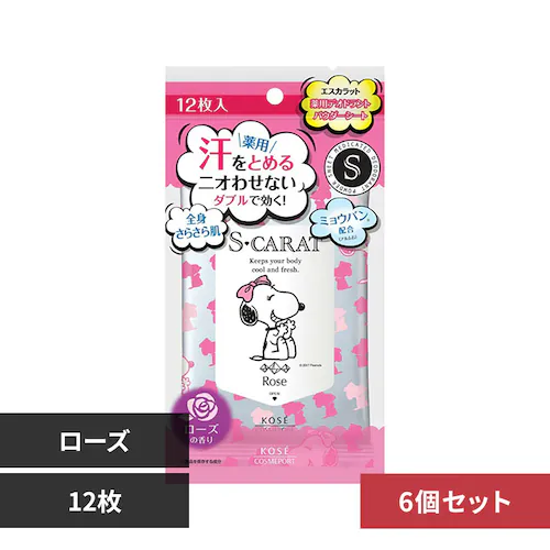 【6個】エスカラット 薬用デオドラントパウダーシート 12枚 ローズ 27734【プラザセレクト】_0