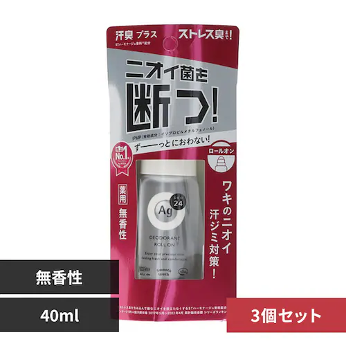 【3個】エージーデオ24 デオドラントロールオンDX 40mL 無香料 14440【プラザセレクト】_0