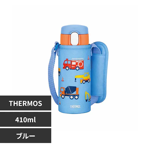 サーモス 真空断熱ストローボトル 0.41L はたらくくるま FJV-400F BL ブルー【プラザセレクト】_0