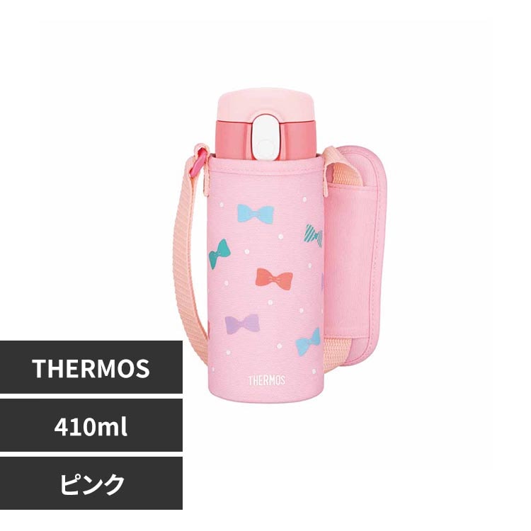 サーモス 真空断熱ストローボトル 0.41L リボン柄 FJV-400F P ピンク