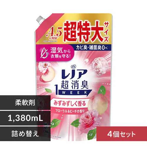 レノア 【4個セット】レノア超消臭1week つめかえ用超特大サイズ_0