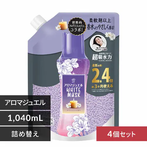 レノア 【4個セット】レノアアロマジュエル ホワイトムスクの香りつめかえ用特大サイズ  【プラザセレクト】_0