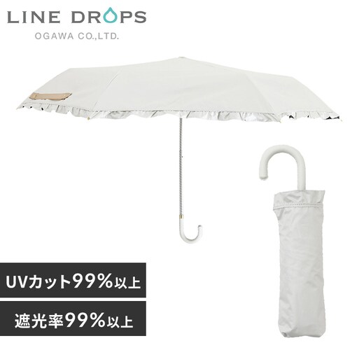 折りたたみ傘 傘 日傘 晴雨兼用 フリル ミニ50 小川 57439 ホワイト_0