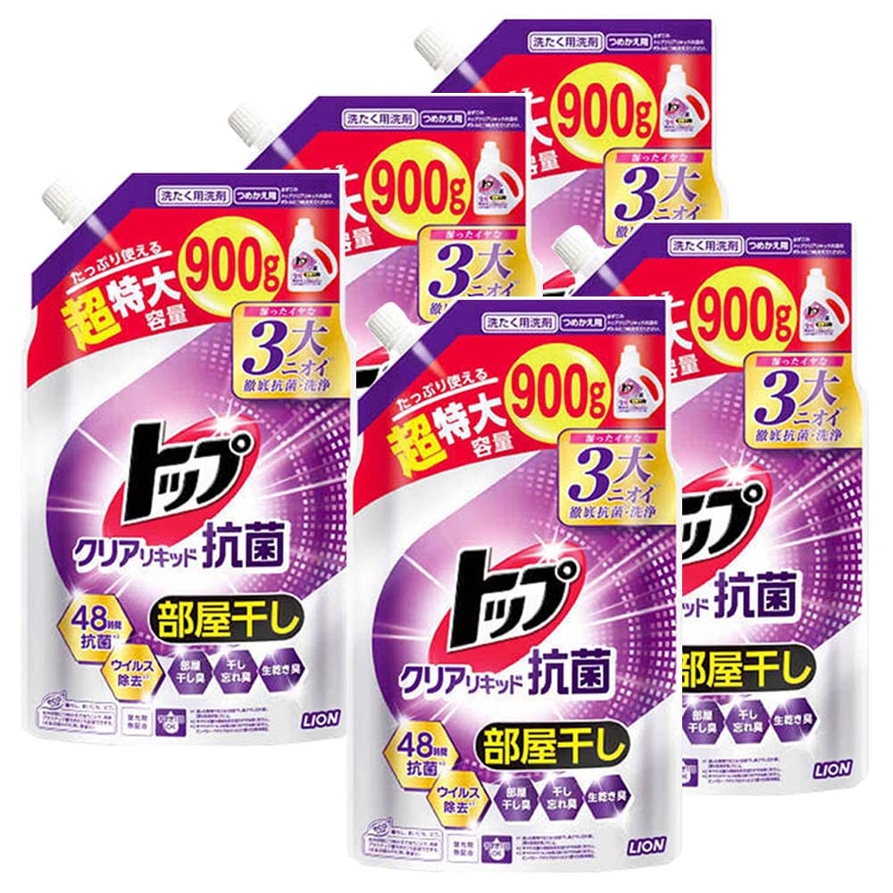 ライオン 【5個セット】トップ クリアリキッド 抗菌 つめかえ用 超特大
