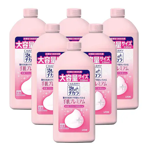 ≪イチオシ≫ライオン 【6個セット】CHARMY(チャーミー)泡のチカラ 手肌プレミアム つめかえ用 6個セット【プラザセレクト】_0