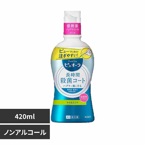 花王 Kao ピュオーラ洗口液 420ml ノンアルコール_ライムミント【プラザセレクト】_0