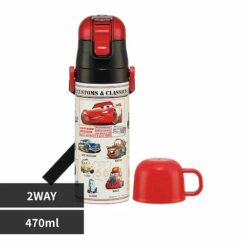 水筒 子供 ステンレス製2WAYボトル 直飲み470ml コップ 430ml SKDC4 カーズ 25【プラザセレクト】_0
