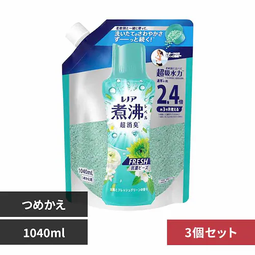 P&G 【3個セット】レノア煮沸レベル消臭抗菌ビーズみずみずしく香るフレッシュグリーンの香りつめかえ用特大 【プラザセレクト】_0