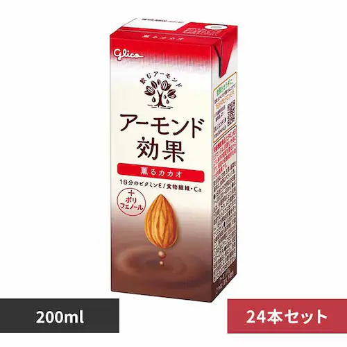 【24本】グリコ アーモンド効果 アーモンドミルク 薫るカカオ たんぱく質 200ml_0