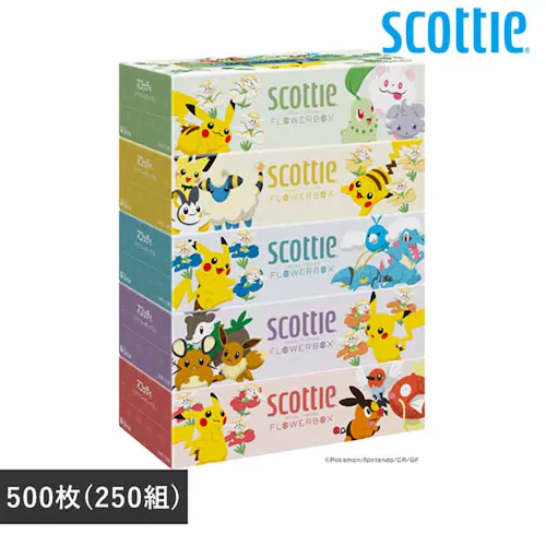 日本製紙クレシア株式会社 【数量限定品】スコッティ ティシュー フラワーボックス 250組 5箱パック ポケモン 41359 【プラザセレクト】_0