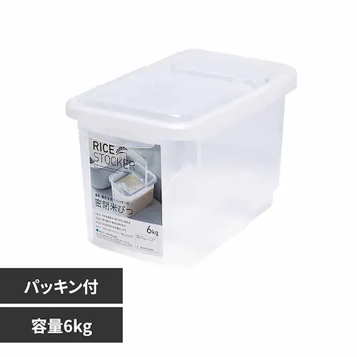 アスベル 密閉米びつ6kg(パッキン付) ホワイト A7511 【プラザセレクト】_0