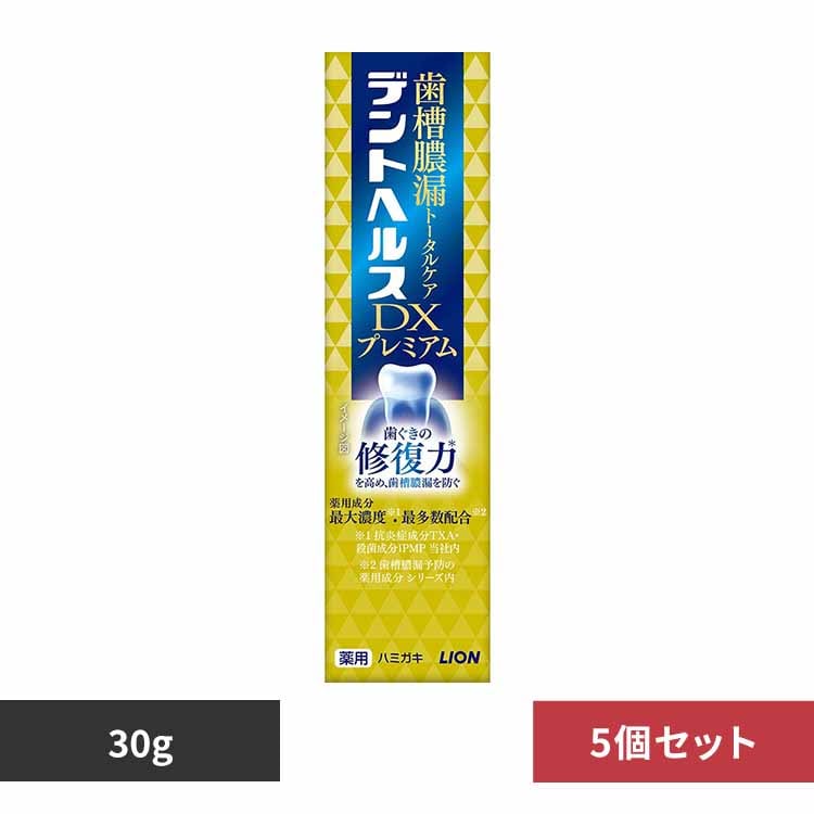 ライオン 【5個セット】デントヘルス薬用ハミガキDXプレミアム 30g 【プラザセレクト】