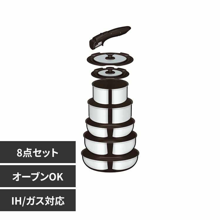 サーモス株式会社 取っ手のとれるフライパン8点セット FAステンレス ステンレス KSF-8A S 【プラザセレクト】