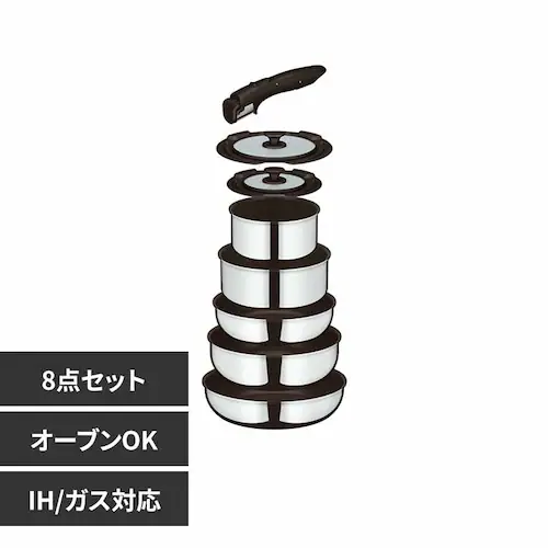 サーモス株式会社 取っ手のとれるフライパン8点セット FAステンレス ステンレス KSF-8A S 【プラザセレクト】_0
