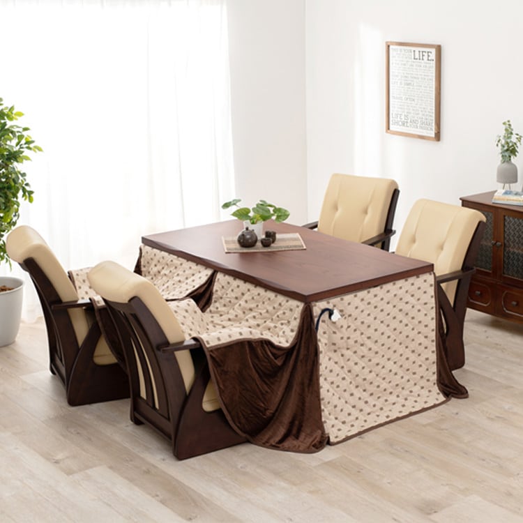 ダイニングコタツ6点セット 山城150-6S 【時間指定不可】【代引不可】【同梱不可】【プラザセレクト】