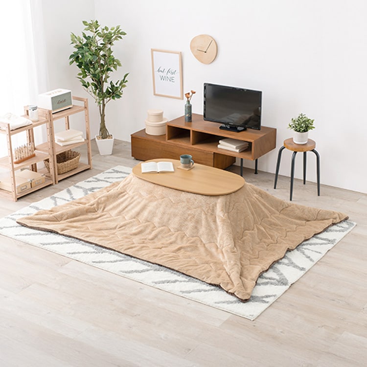 こたつ+うす掛け布団 2点セット カルミナ950NA+ビケ950BE 本体:ナチュラル/布団:ベージュ【時間指定不可】【代引不可】【同梱不可】【プラザセレクト】