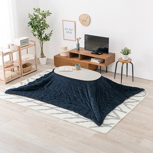 こたつ+うす掛け布団 2点セット カルミナ950WS+ビケ950NV 本体:ホワイトウォッシュ/布団:ネイビー【時間指定不可】【代引き不可】_0