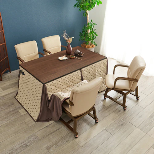 ダイニングこたつ6点セット シェルタK150H6S ブラウン【時間指定不可】【代引不可】【同梱不可】【プラザセレクト】_0