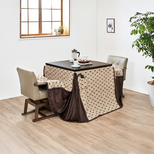 ダイニングコタツ・ふとん・チェア4点セット KOT-7311DBR-80+トルタ+KC-7589DBR ダークブラウン【時間指定不可】【代引不可】【同梱不可】【プラザセレクト】_0