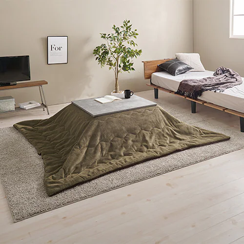 こたつ+うす掛け布団 2点セット カルテス7560MGY+ビケ7560KK 本体:グレー/布団:カーキ【時間指定不可】【代引き不可】_0