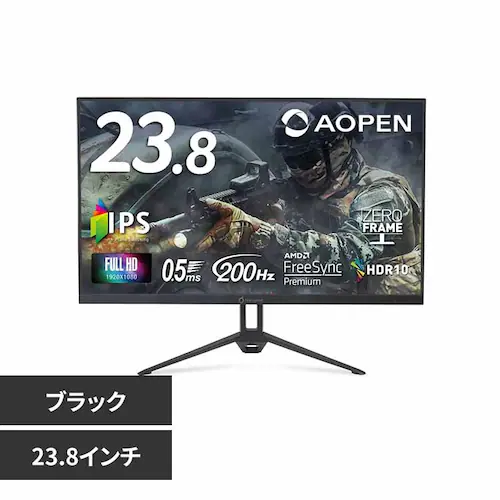 AOPEN ゲーミングモニター 23.8インチ IPS フルHD 非光沢 ブラック 24KG3YX1bmipx 【プラザセレクト】_0