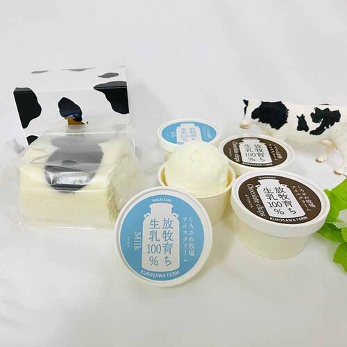 黒沢牧場 牛柄ミルクロールと牧場アイス(ミルク、チョコ) 4個セット×1 【時間指定不可】【代引き不可】_0