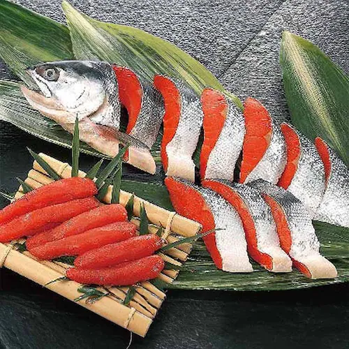 北田水産 北田塩紅鮭半身1切・塩たらこ 【時間指定不可】【代引き不可】_0