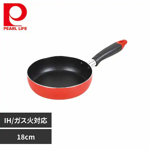 パール金属 ワコートレーディング フライパン 18cm IH ガス火対応 ニューフォア レッド HB-8043 【プラザセレクト】_0