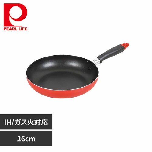 パール金属 ワコートレーディング フライパン 26cm IH ガス火対応 ニューフォア レッド HB-8046 【プラザセレクト】_0