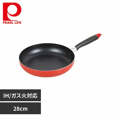 パール金属 ワコートレーディング フライパン 28cm IH ガス火対応 ニューフォア レッド HB-8047 【プラザセレクト】_0