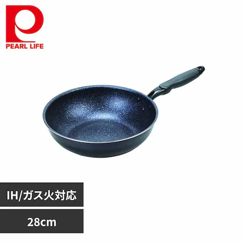 パール金属 深型フライパン 28cm 炒め鍋 IH ガス火対応 ミッドナイトマーブル ブラック HB-5113 【プラザセレクト】_0