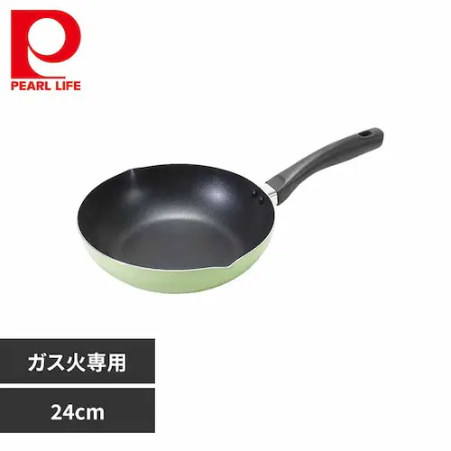 パール金属 深型フライパン 24cm ディープパン ガス火専用 デリシュ グリーン HB-7869 【プラザセレクト】_0