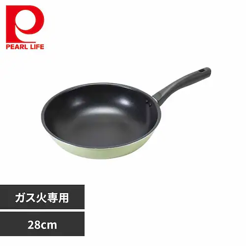 パール金属 深型フライパン 28cm 炒め鍋 ガス火専用 デリシュ グリーン HB-7872 【プラザセレクト】_0