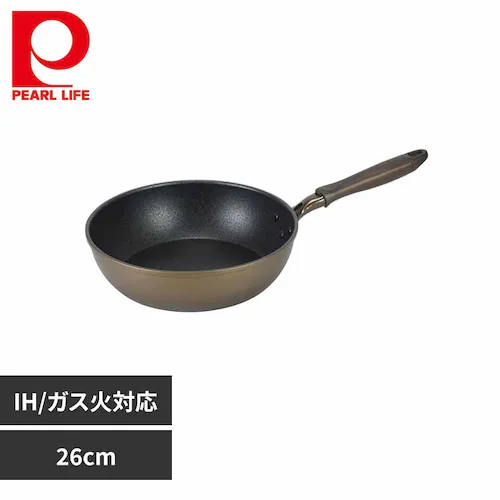 パール金属 深型フライパン 26cm 極深 ディープパン IH ガス火対応 ロングライフメガストーンU HB-5880 【プラザセレクト】_0