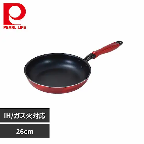 パール金属 フライパン 26cm IH ガス火対応 ダイヤモンドコート トリノ レッド HC-214 【プラザセレクト】_0