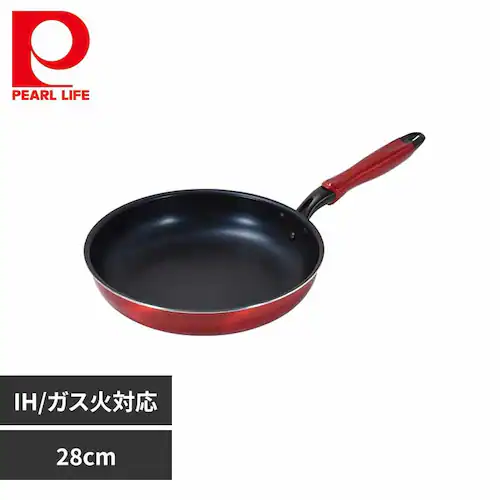 パール金属 フライパン 28cm IH ガス火対応 ダイヤモンドコート トリノ レッド HC-215 【プラザセレクト】_0