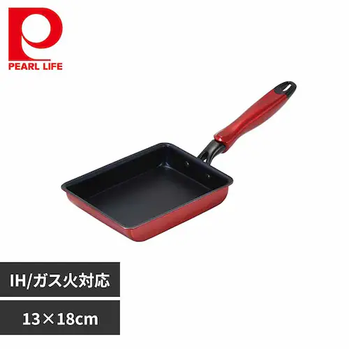 パール金属 卵焼き器 13×18cm エッグパン IH ガス火対応 ダイヤモンドコート トリノ レッド HC-217 【プラザセレクト】_0