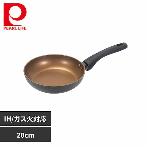 パール金属 フライパン 20cm IH ガス火対応 VISIONS GOLD Coating ブラック CP-1746 【プラザセレクト】_0