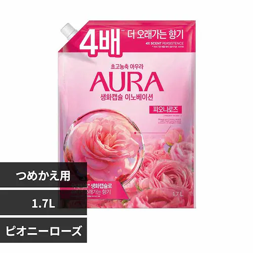 トイレタリージャパン 香りサフロン柔軟剤 AURA生花カプセル つめかえ用 ピオニーローズ【プラザセレクト】_0