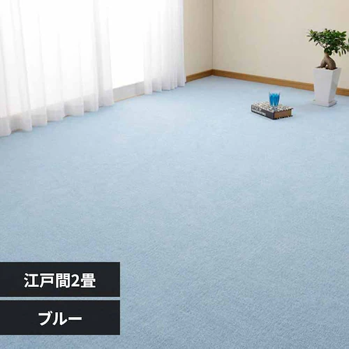 ループパイルの平織カーペット ミーテ 江戸間2畳 600016220 ブルー【時間指定不可】【代引不可】【同梱不可】【プラザセレクト】_0