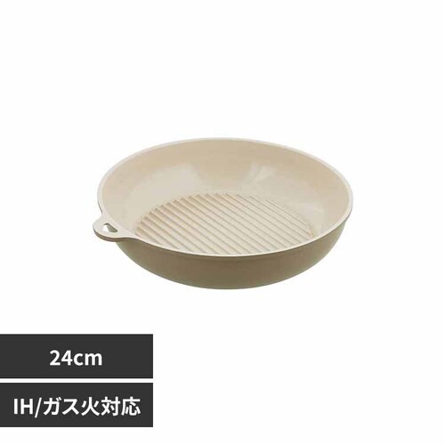 LIV PLUS フライパン グリルパン 24cm IH ガス火対応 セラミック SONOMA ソノマ グレージュ LV-0364 【プラザセレクト】_0