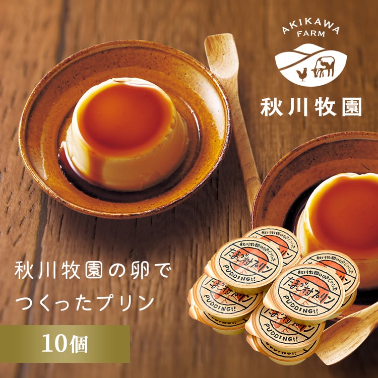 【7%OFFクーポン】【秋川牧園】 秋川牧園の卵でつくったたまご村プリン 10個 AKB-004