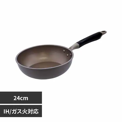 LIV PLUS IH 深型フライパン ダイヤモンドコート 24cm アイスフラワーブラウン ND-8292 【プラザセレクト】_0