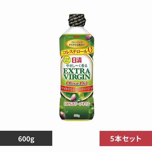5本 日清やさし〜く香るエキストラバージンオリーブオイル 600g 【プラザセレクト】_0