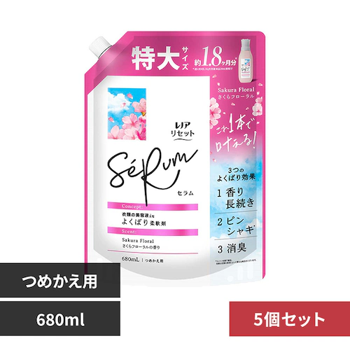 P&Gジャパン合同会社 【5個セット】レノアリセットセラム さくらフローラルの香り つめかえ用特大サイズ_0