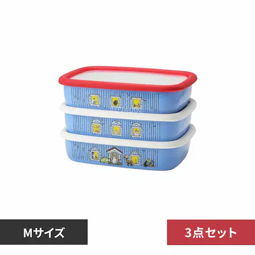 富士ホーロー ムーミン ホーロー容器 浅型角容器 Mサイズ 3点セット MOH-3M 【プラザセレクト】_0