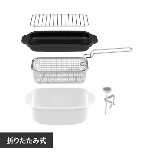 富士ホーロー 角型フライヤーバスケット付き ホワイト TP-20KFB.W 【プラザセレクト】_0